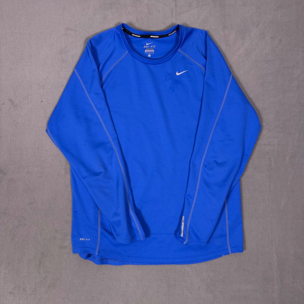 Nike Dri-Fit Running Long Sleeve Shirt Large Blue